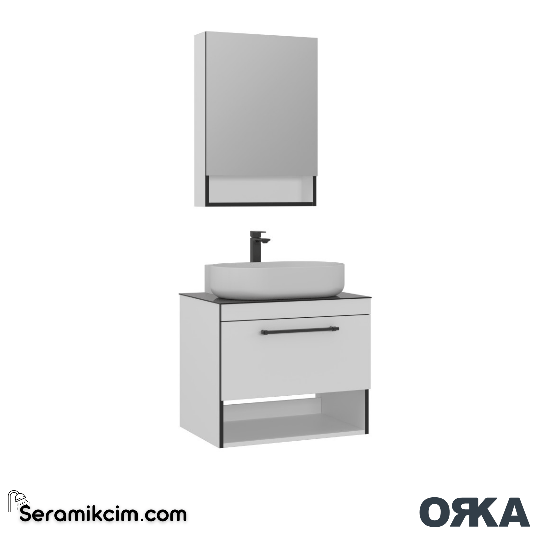 Orka Knidos 70cm Banyo Dolabı Ayna Dolaplı Set Beyaz  - ORK140.70.01.TKM