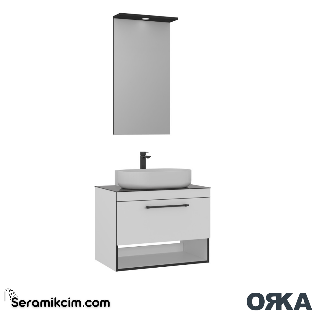 Orka Knidos 70cm Banyo Dolabı Spot Aynalı Set Beyaz  - ORK141.70.01.TKM