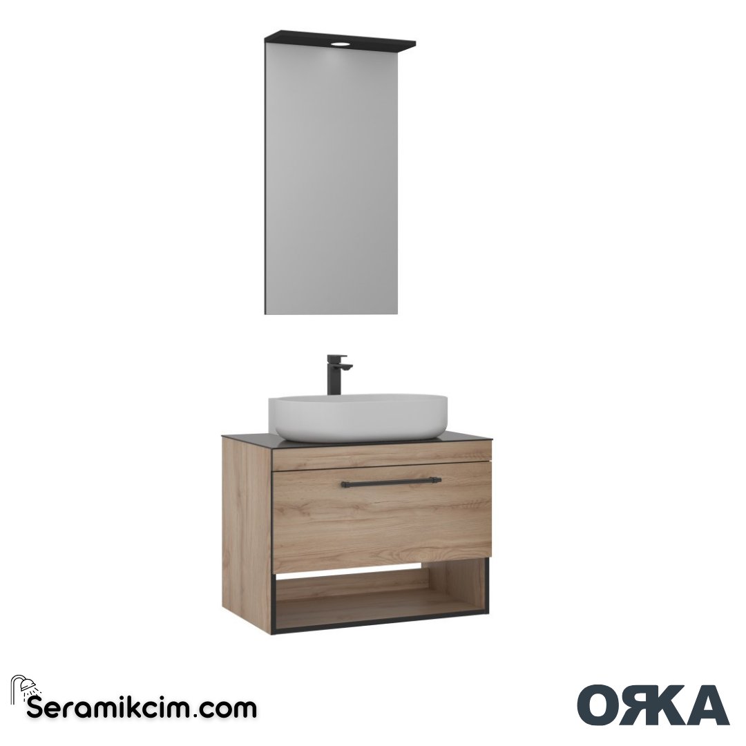 Orka Knidos 90cm Banyo Dolabı Spot Aynalı Set Legnano - ORK141.90.02.TKM