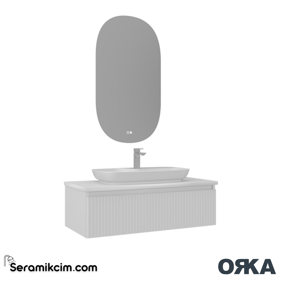 Orka Lentia 100cm Banyo Dolabı Set Mat Beyaz - ORK15.100.02.TKM