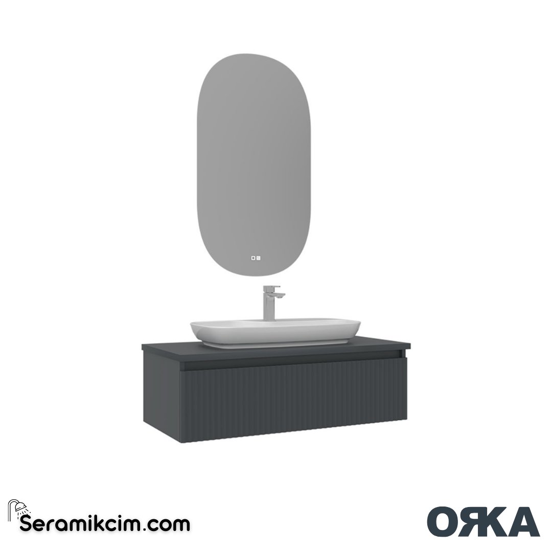 Orka Lentia 100cm Banyo Dolabı Set Mat Antrasit - ORK15.100.01.TKM