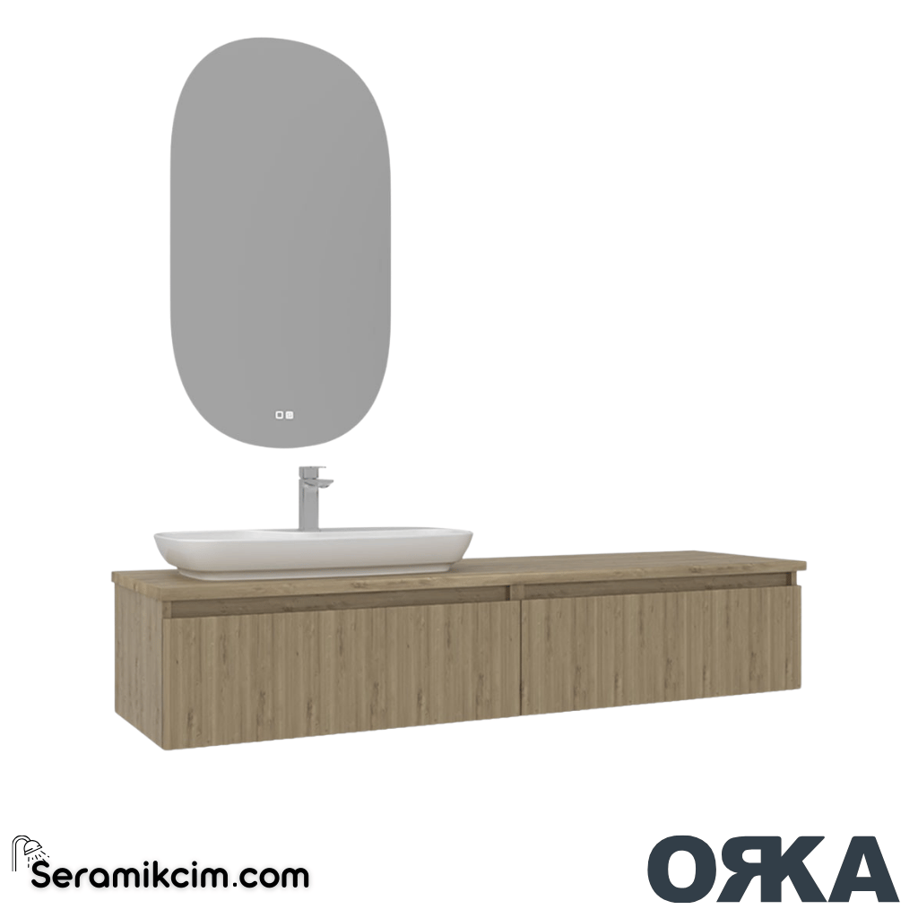 Orka Lentia 160cm Banyo Dolabı Set Ceviz - ORK15.160.05.TKM