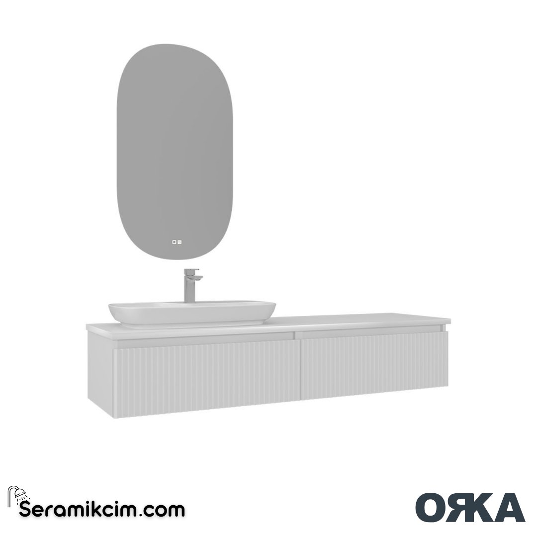Orka Lentia 160cm Banyo Dolabı Set Mat Beyaz - ORK15.160.02.TKM