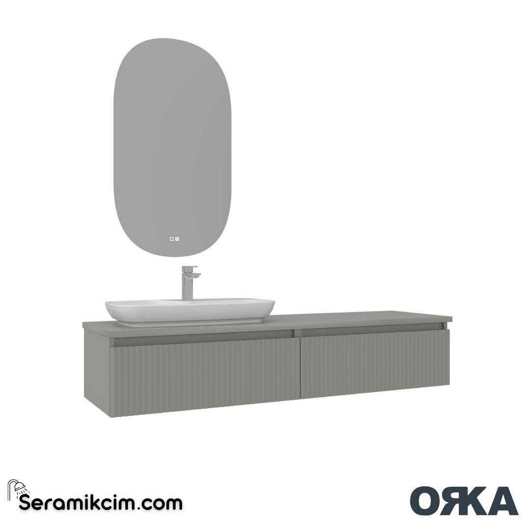 Orka Lentia 160cm Banyo Dolabı Set Mat Kaşmir - ORK15.160.03.TKM