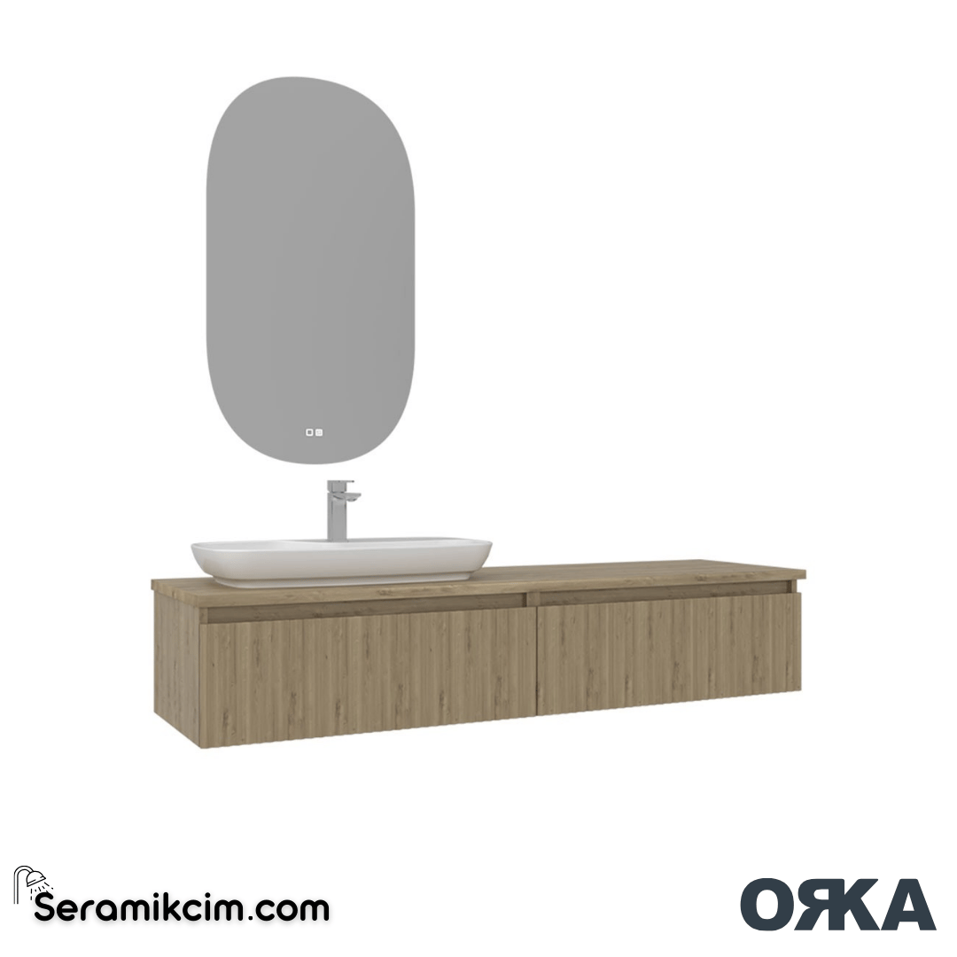 Orka Lentia 160cm Banyo Dolabı Set Meşe - ORK15.160.04.TKM