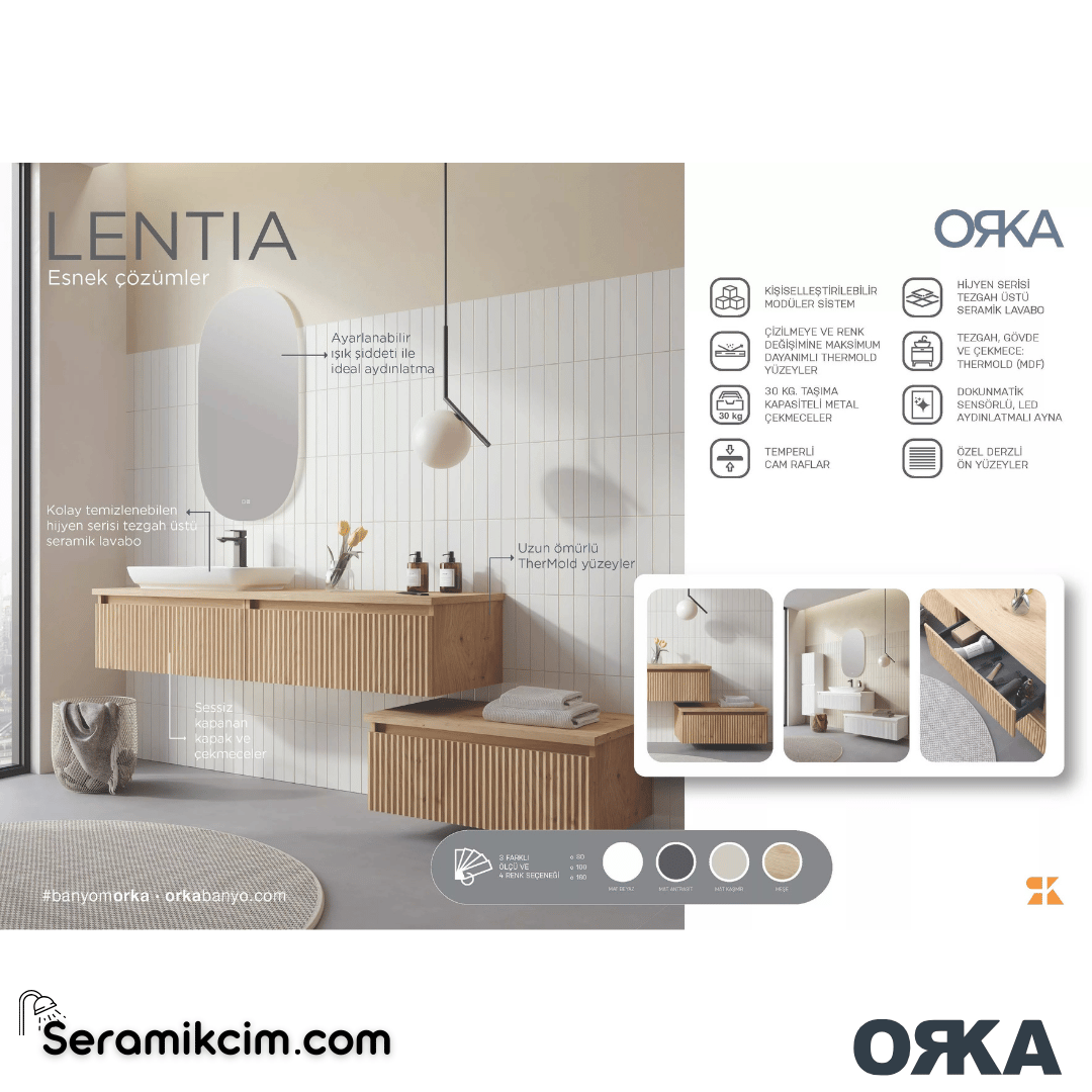 Orka Lentia 40cm Boy Dolabı (Sağ-Sol) Mat Ceviz - ORK.BYD1114