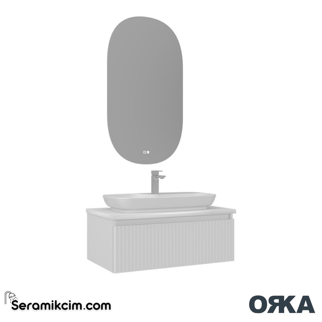 Orka Lentia 80cm Banyo Dolabı Set Mat Beyaz - ORK15.80.02.TKM