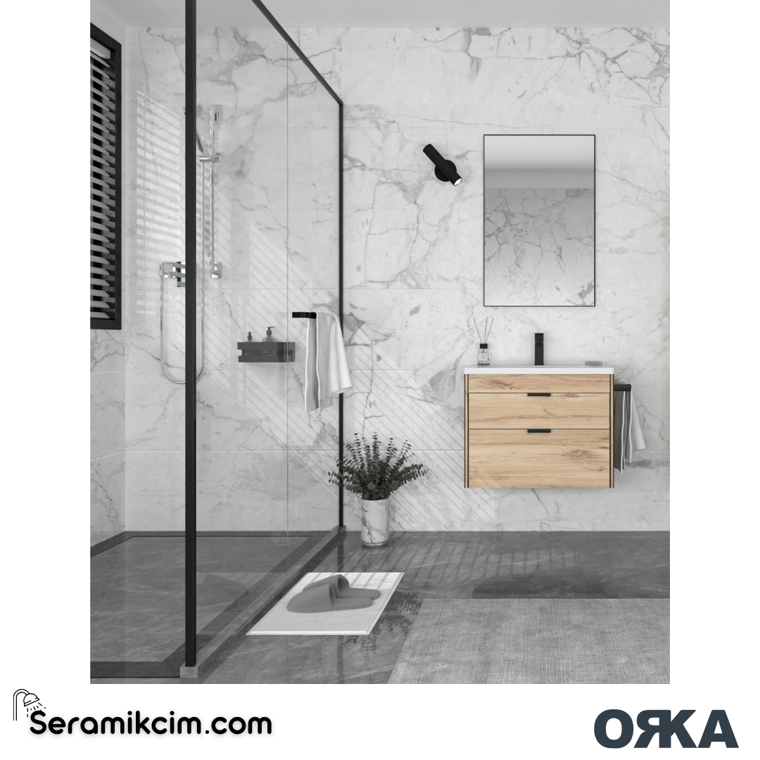Orka Trio 80cm Asma Banyo Dolabı Set Çekmeceli Senza