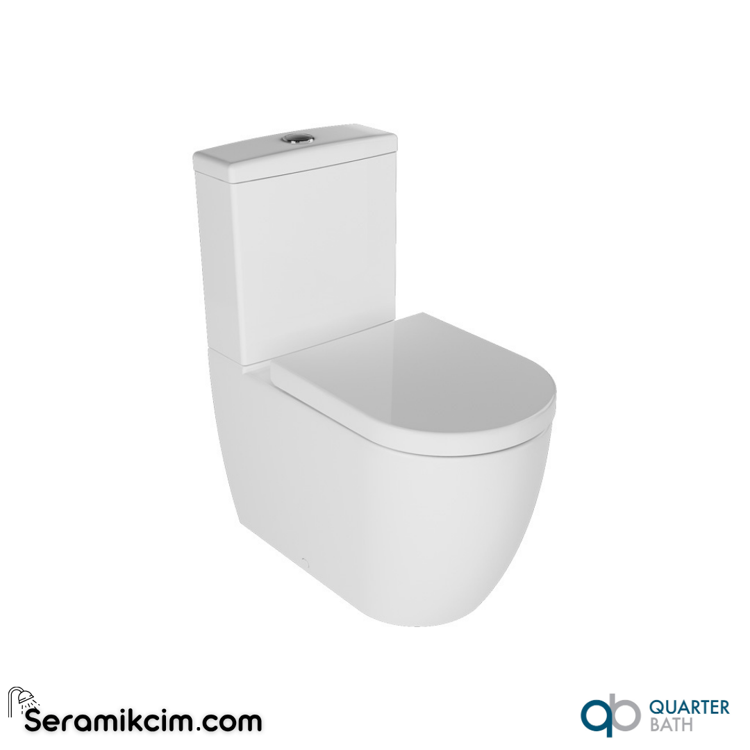 Quarter Bath Deep Rimless Duvara Sıfır Klozet + Rezervuar Beyaz - 70DE06001