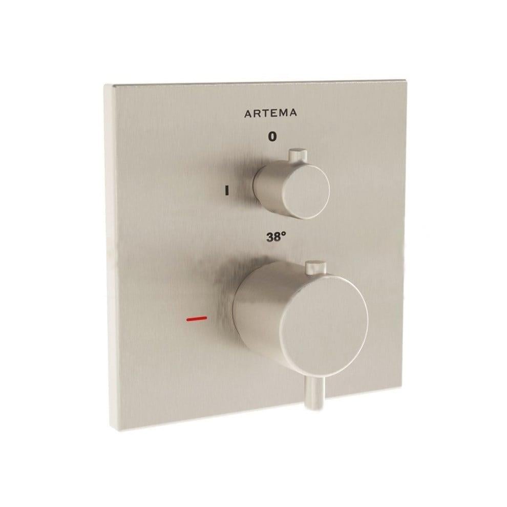 Vitra Aquaheat Square Ankastre Termostatik Banyo Bataryası (V-Box Sıva Üstü Grubu), Fırçalı Nikel A4266834