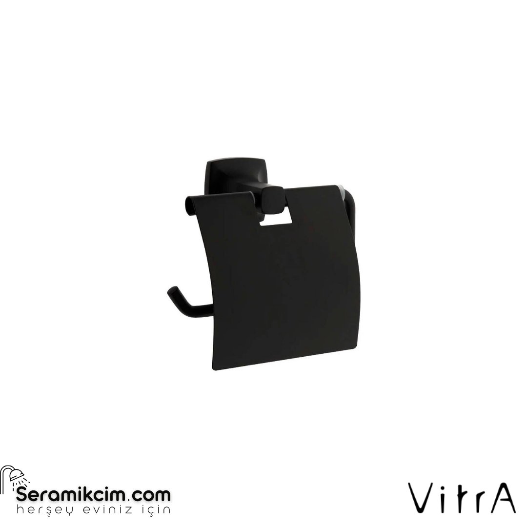 Vitra Base 400 Tuvalet Kağıtlığı, Kapaklı, Siyah
