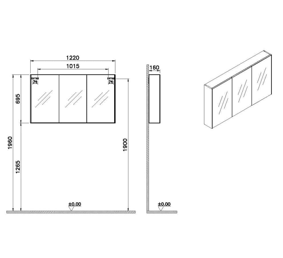 Vitra Basis Dolaplı Ayna, 120cm
