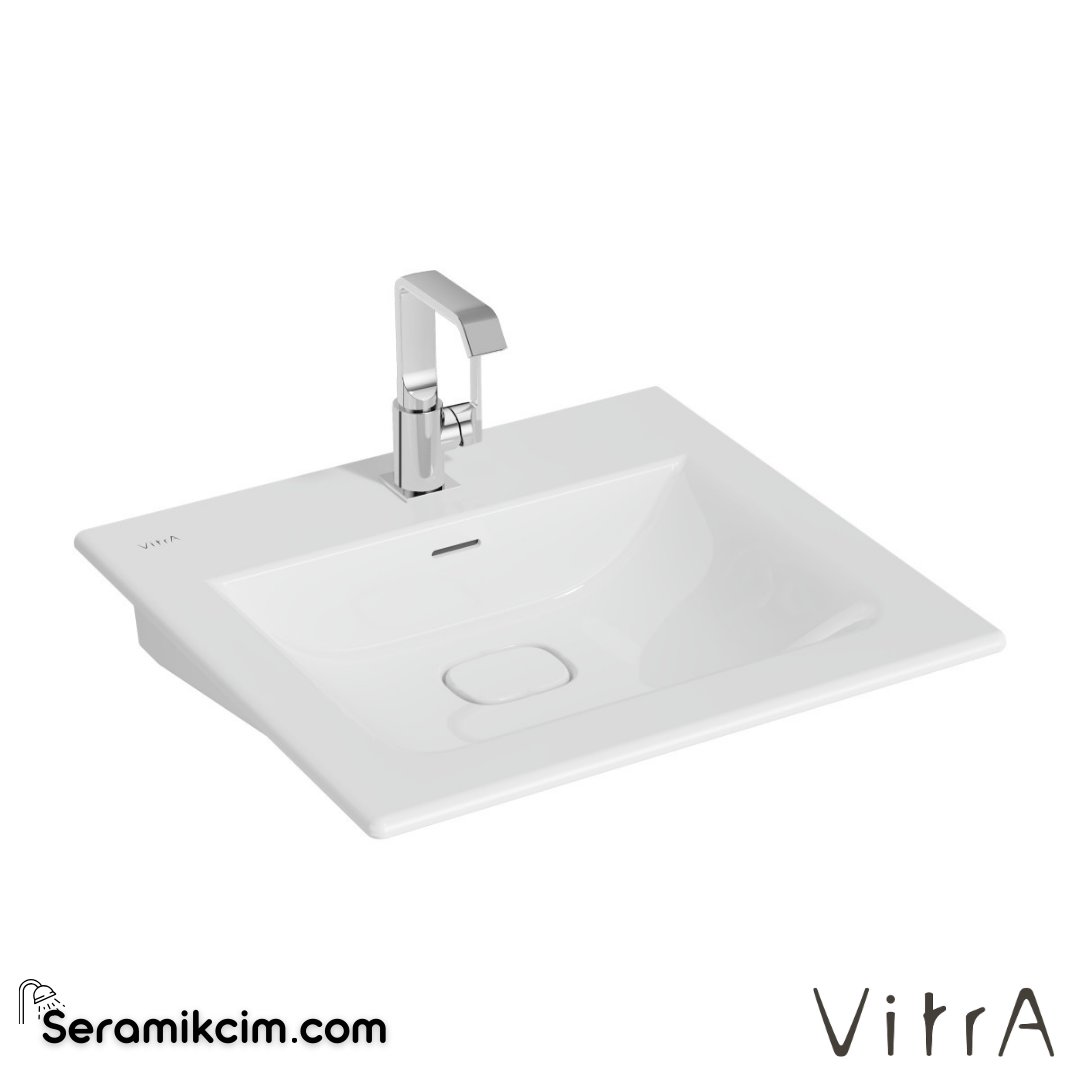 VitrA Metropole Etajerli Lavabo 60x53 cm Tek Armatür Delikli, Su Taşma Delikli, Beyaz