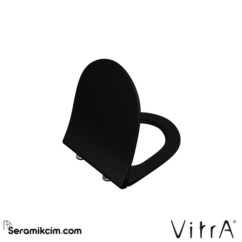 VitrA Sento Klozet Kapağı Slim, Duroplast, Üstten Sıkmalı Yavaş Kapanır, Kolay Sök-Tak, Metal Menteşeli, Mat Siyah 120-483R009