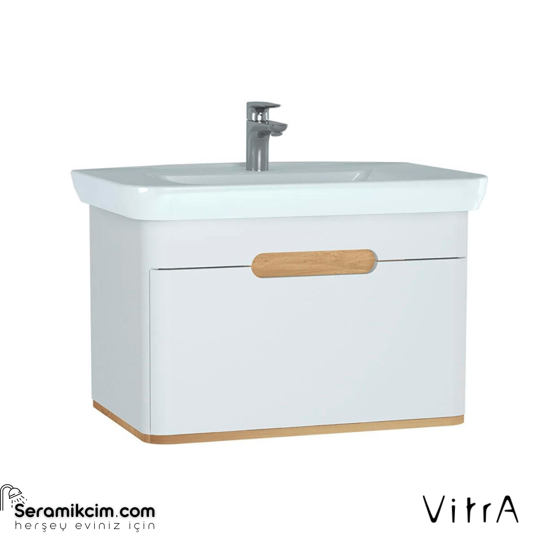 Seramikcim.com | Vitra Sento Lavabo Dolabı, 80 Cm, Tek Çekmeceli, Ayaksız,  Mat Beyaz