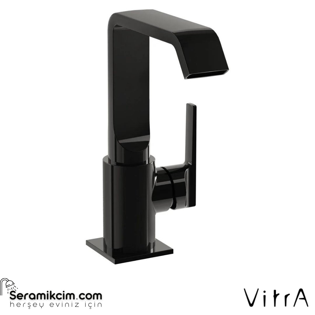 Vitra Suit Lavabo Bataryası Yandan, Parlak Siyah