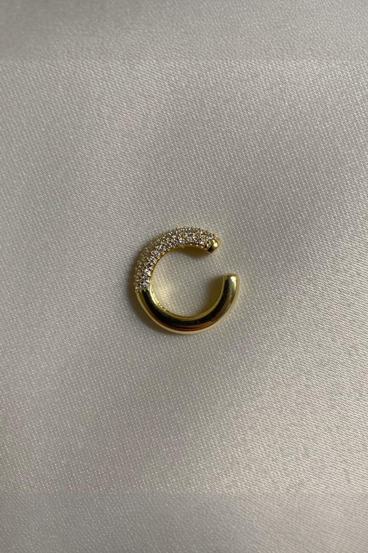 925 Gümüş | Yarım Tur Taşlı Ear Cuff 