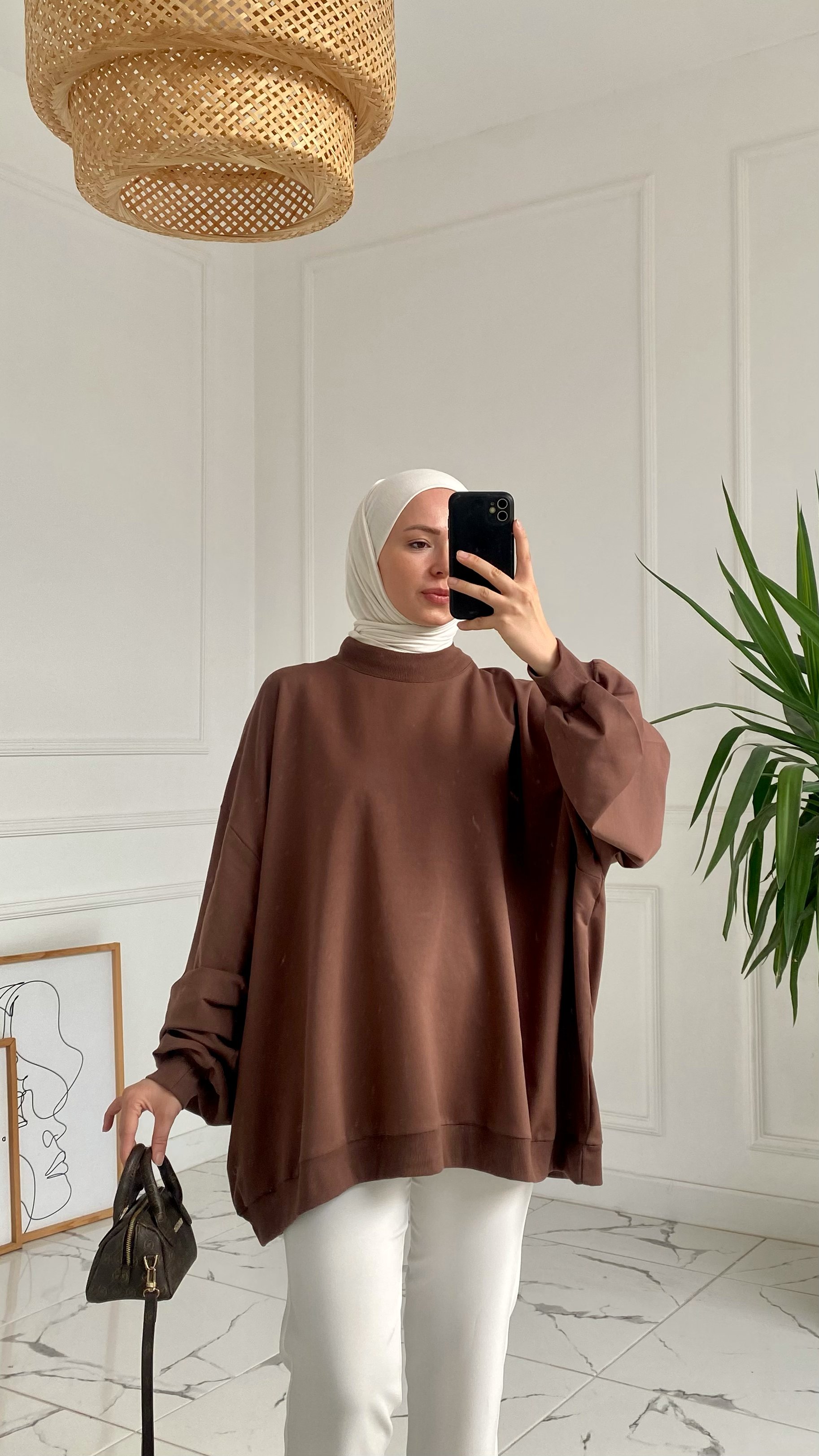 Adela Kahverengi Cotton Sweatshirt