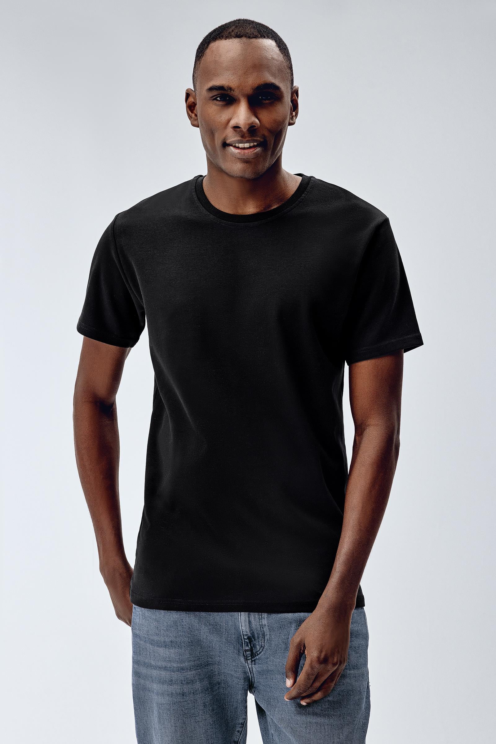 Brix 0554 Erkek Tekli Siyah Renk T-Shirt