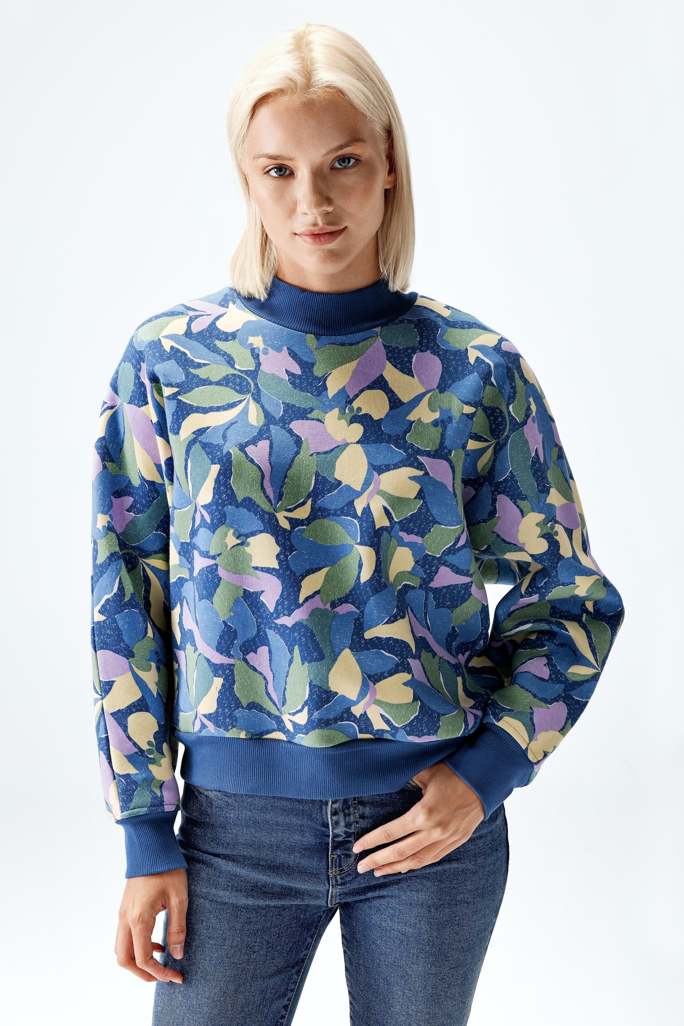Brix 3530 Kadın Tekli Çicek Desenli Renk Sweatshirt