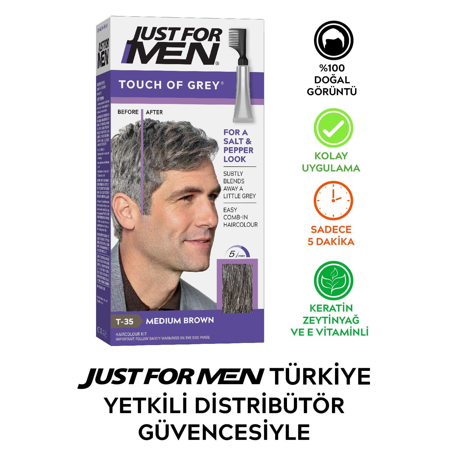 Just For Men Touch of Grey Orta Kahve - Türkiye'nin Tek Yetkili Just For Men Touch of Grey Orta Kahve - Türkiye'nin Tek Yetkili