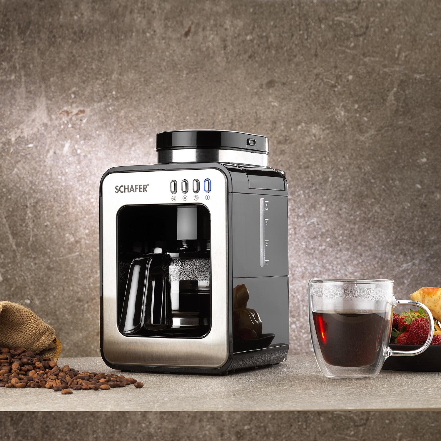 Schafer Barista Öğütücülü Filtre Kahve Makinesi-Siyah