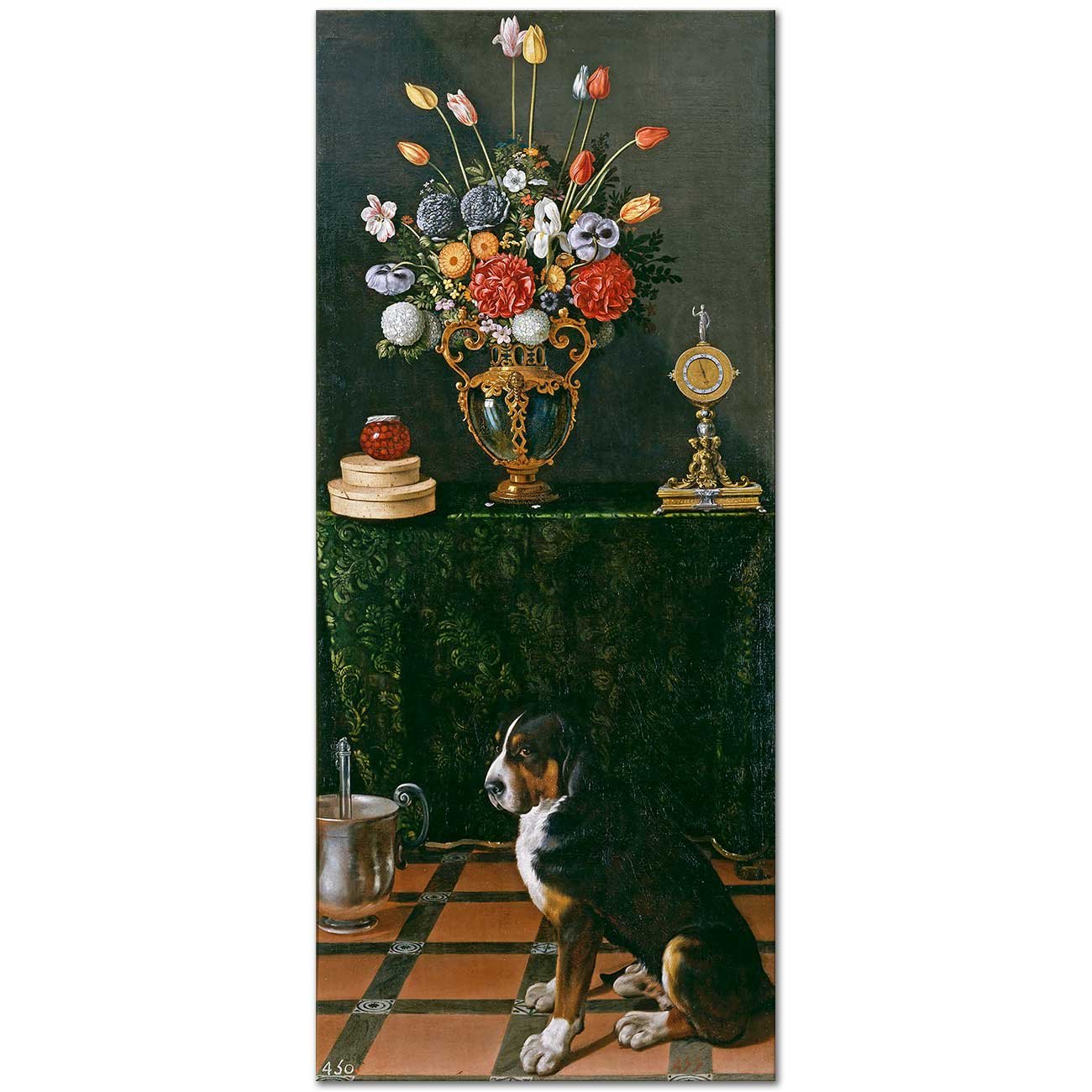 Juan van der Hamen Çiçek ve Köpekli Natürmort Kanvas Tablo | CANVASTAR ®