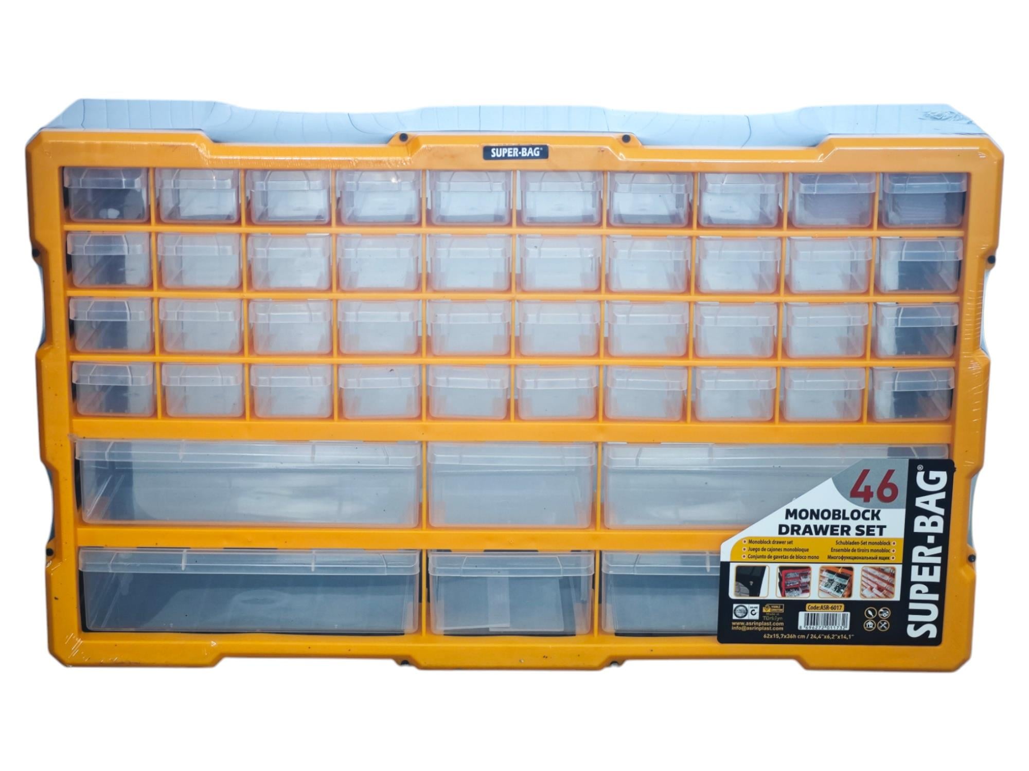 ASR-6017 Super-Bag 46lı Yatay Organizer Monoblock Çekmece Seti