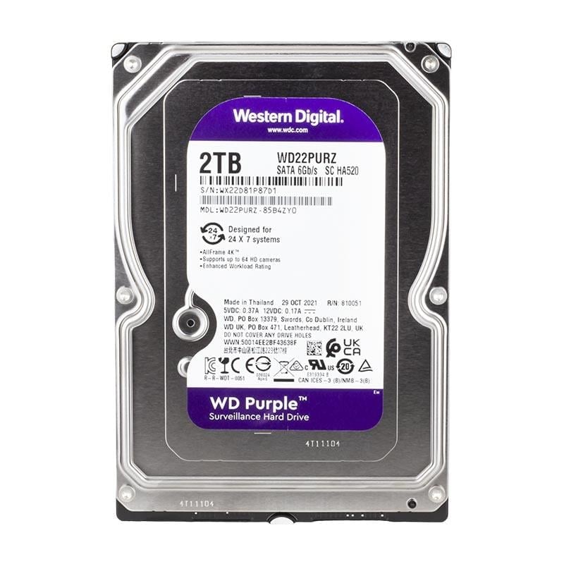Western Digital Purple WD22PURZ 2 TB Sata 6GB/S 7-24 Güvenlik