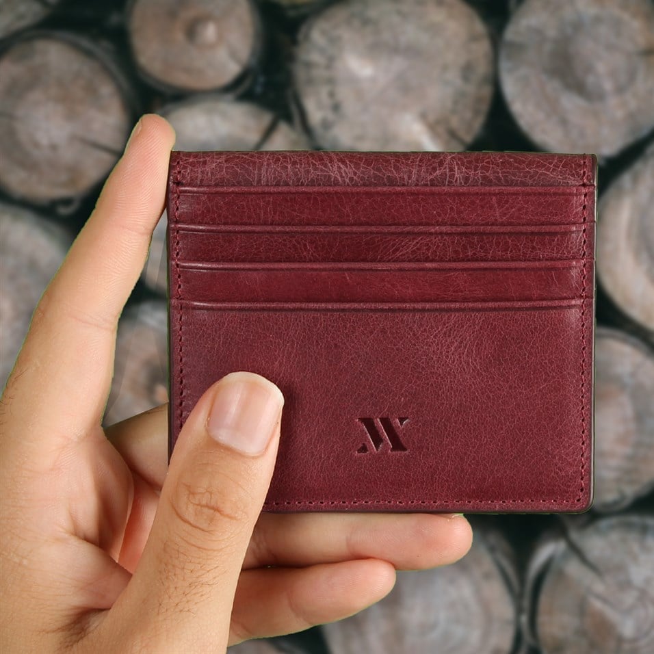 Genuine Leather Card Holder - Brown