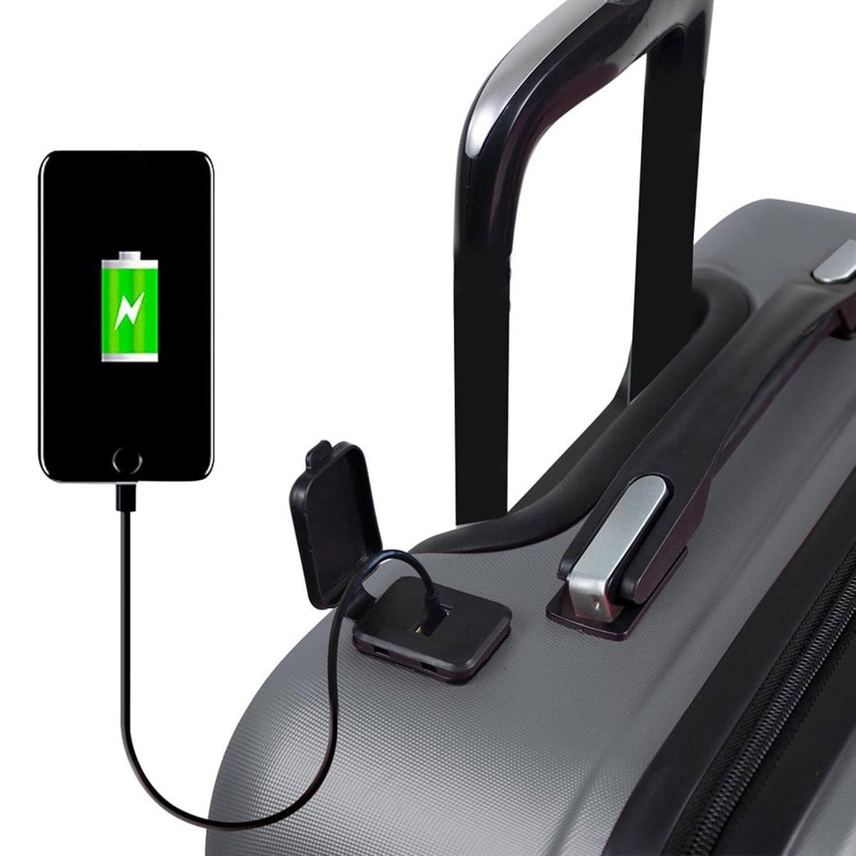 Luggage set with usb charger outlet