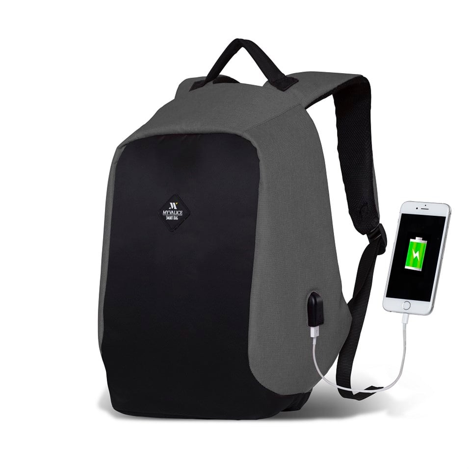 My Valice Smart Bag SECRET With USB Charging Port Backpack Grey | My Valice