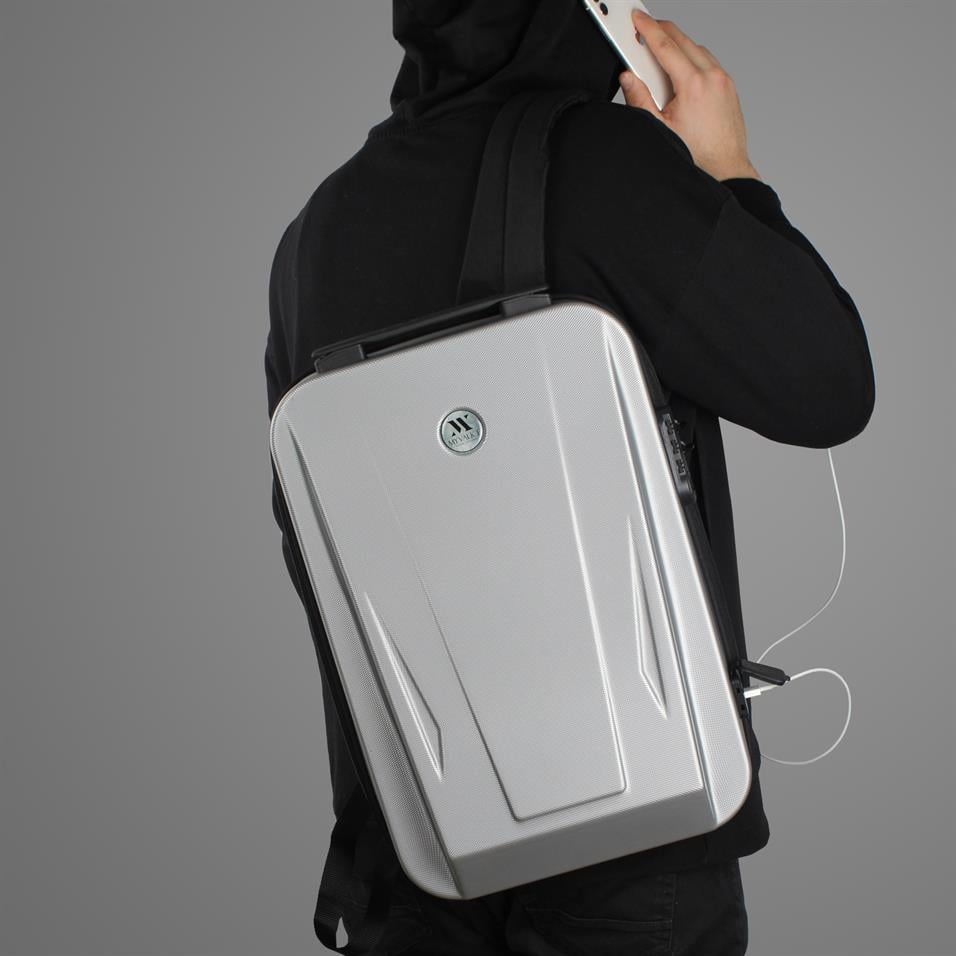 My Valice Smart Bag SHARP Usb Şarj Girişli Unisex ABS Akıllı Sırt Çantası  Gri