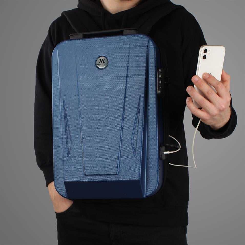 My Valice Smart Bag SHARP Usb Şarj Girişli Unisex ABS Akıllı Sırt Çantası  Lacivert