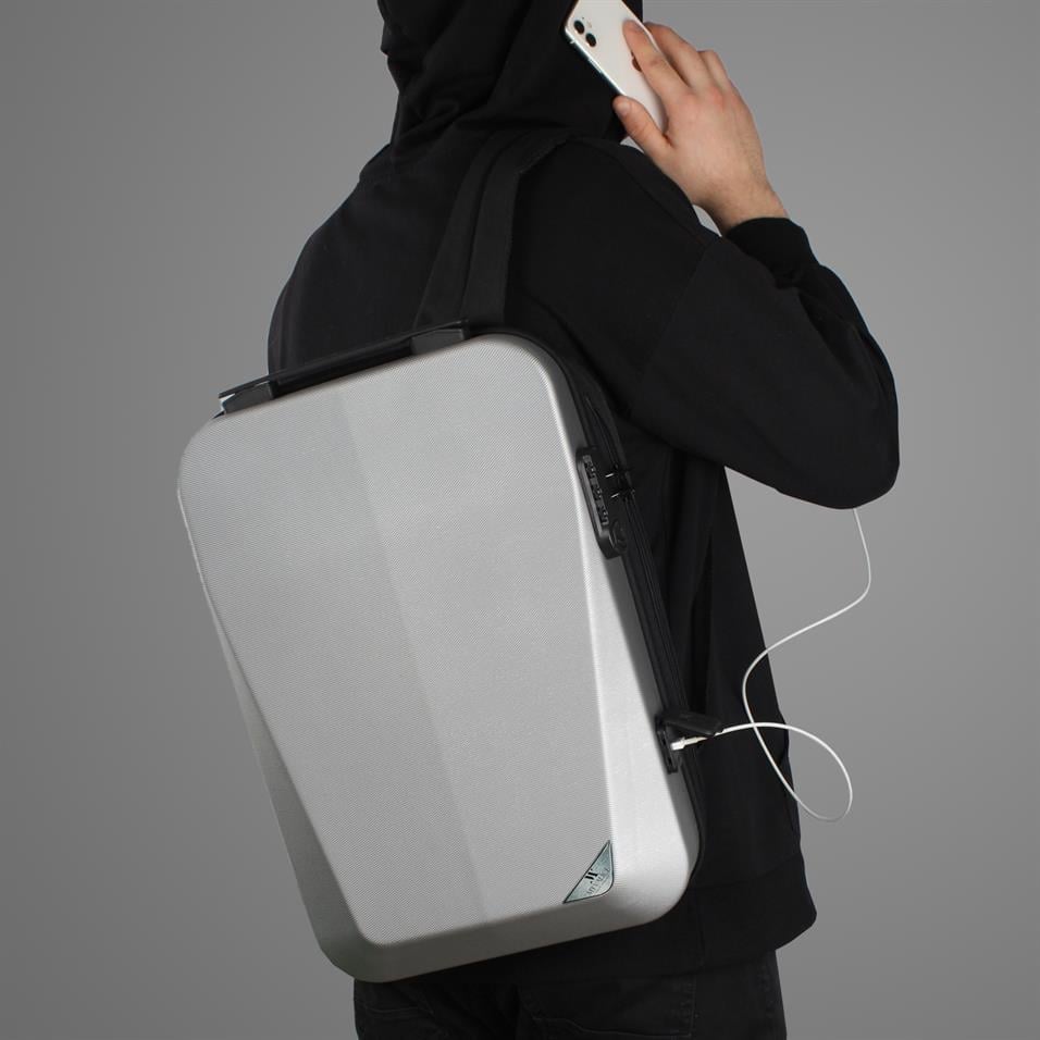 My Valice Smart Bag STRONG Usb Şarj Girişli Unisex ABS Akıllı Sırt Çantası  Gri