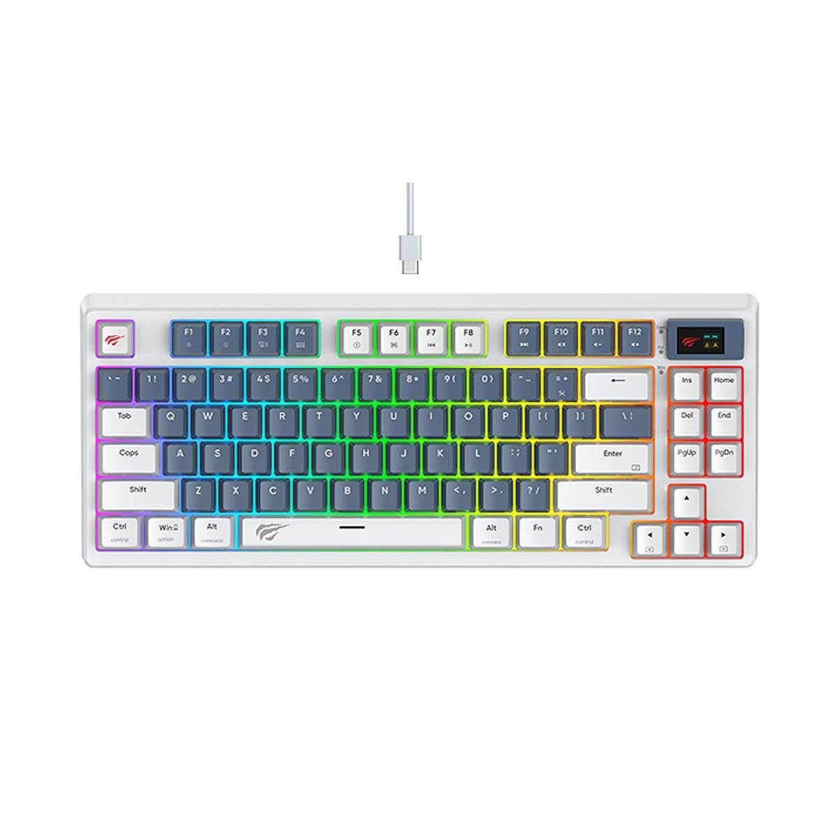 Havit Gamenote Kb884L Rgb Mekanik Türkçe Klavye 1.06inç Tft-lcd Ekran - Red Switch