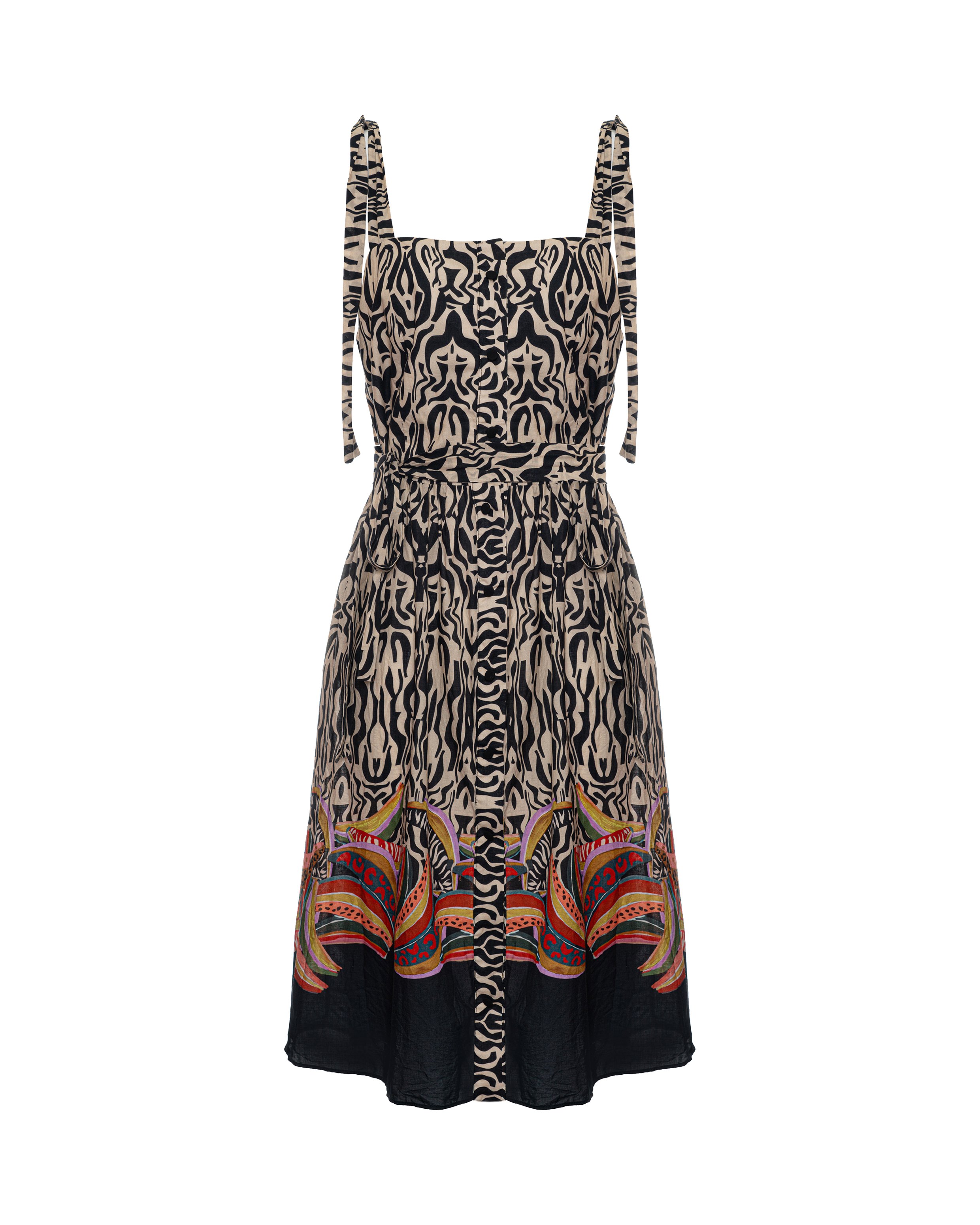 safari midi dress Reiss Tate Cotton Safari-print Tailored Midi Dress