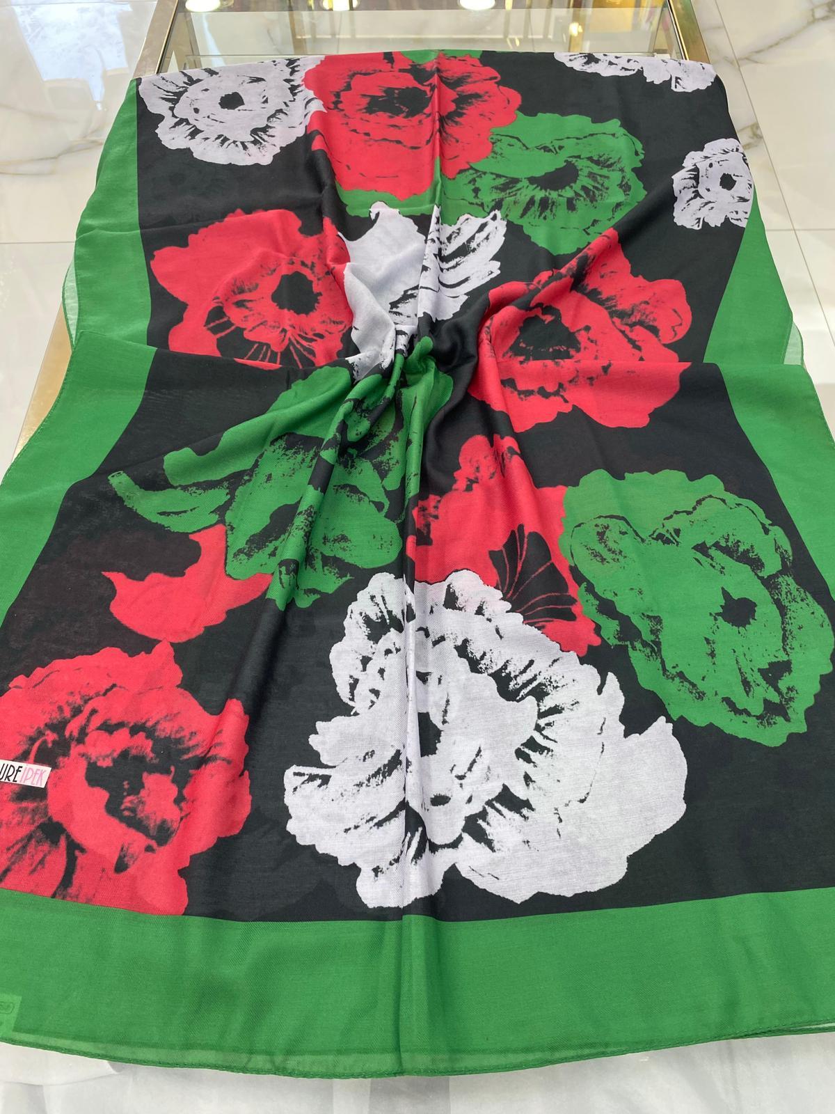 Ladure Çiçek Desenli Butik Şal 02