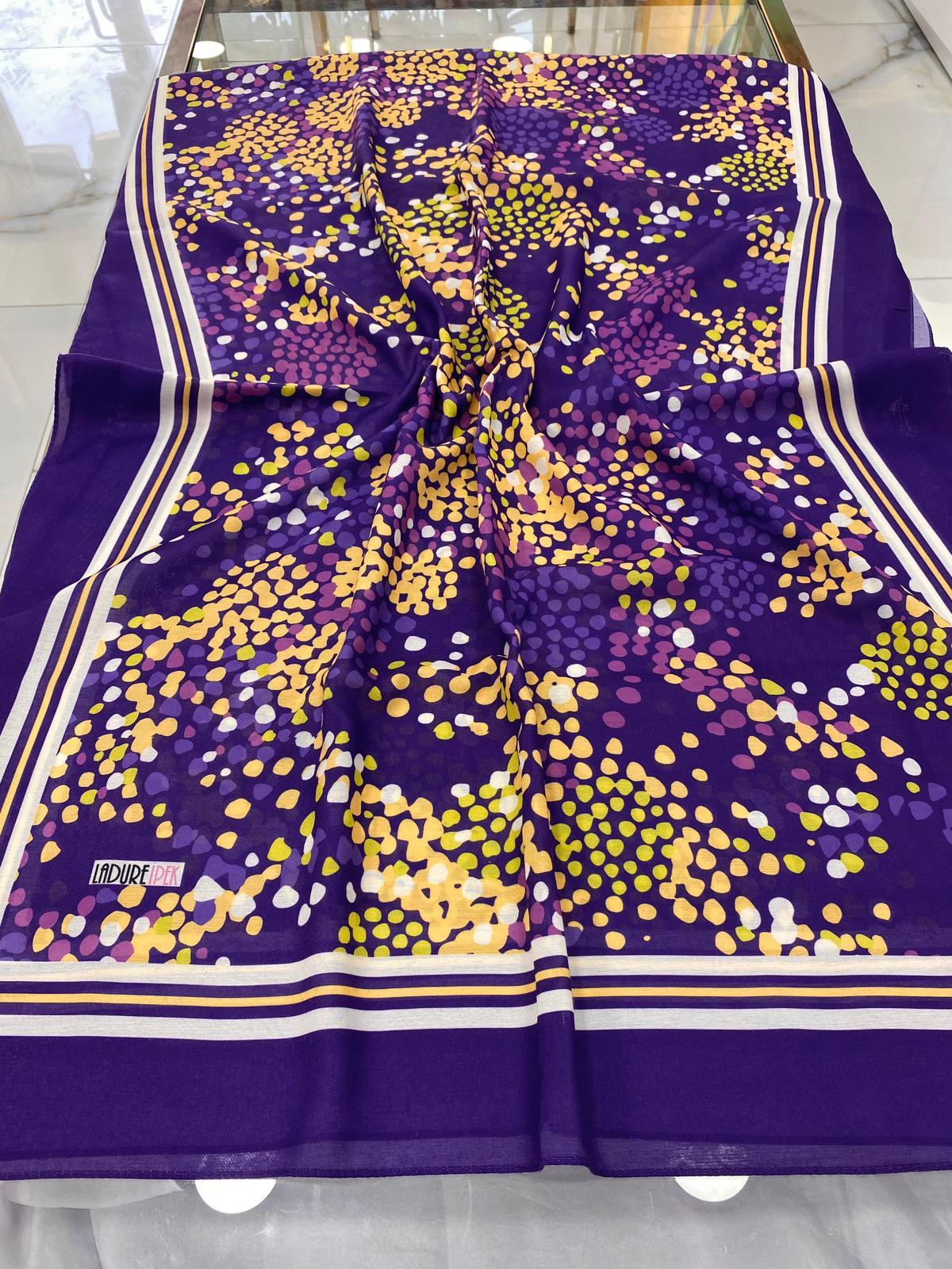 Ladure Desenli Butik Şal Mor Rengi