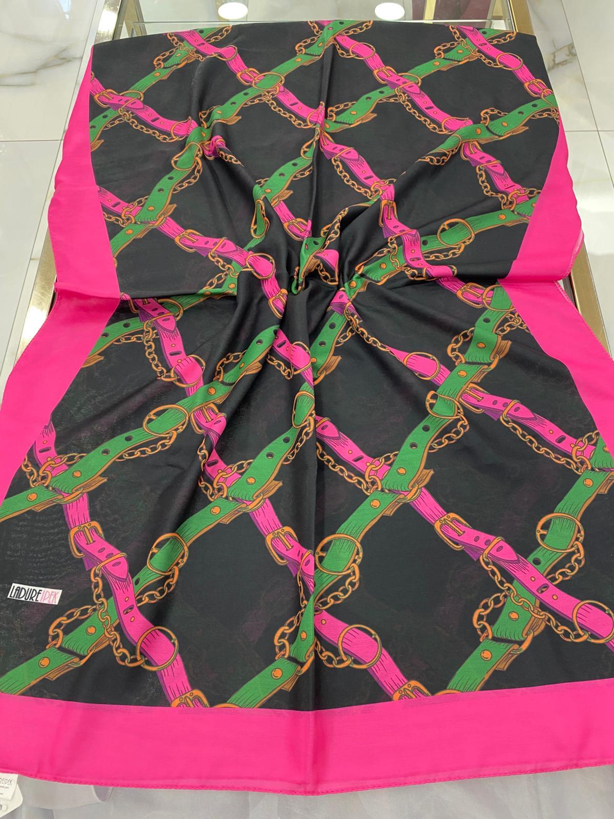 Ladure Zincir Desenli Butik Şal 02