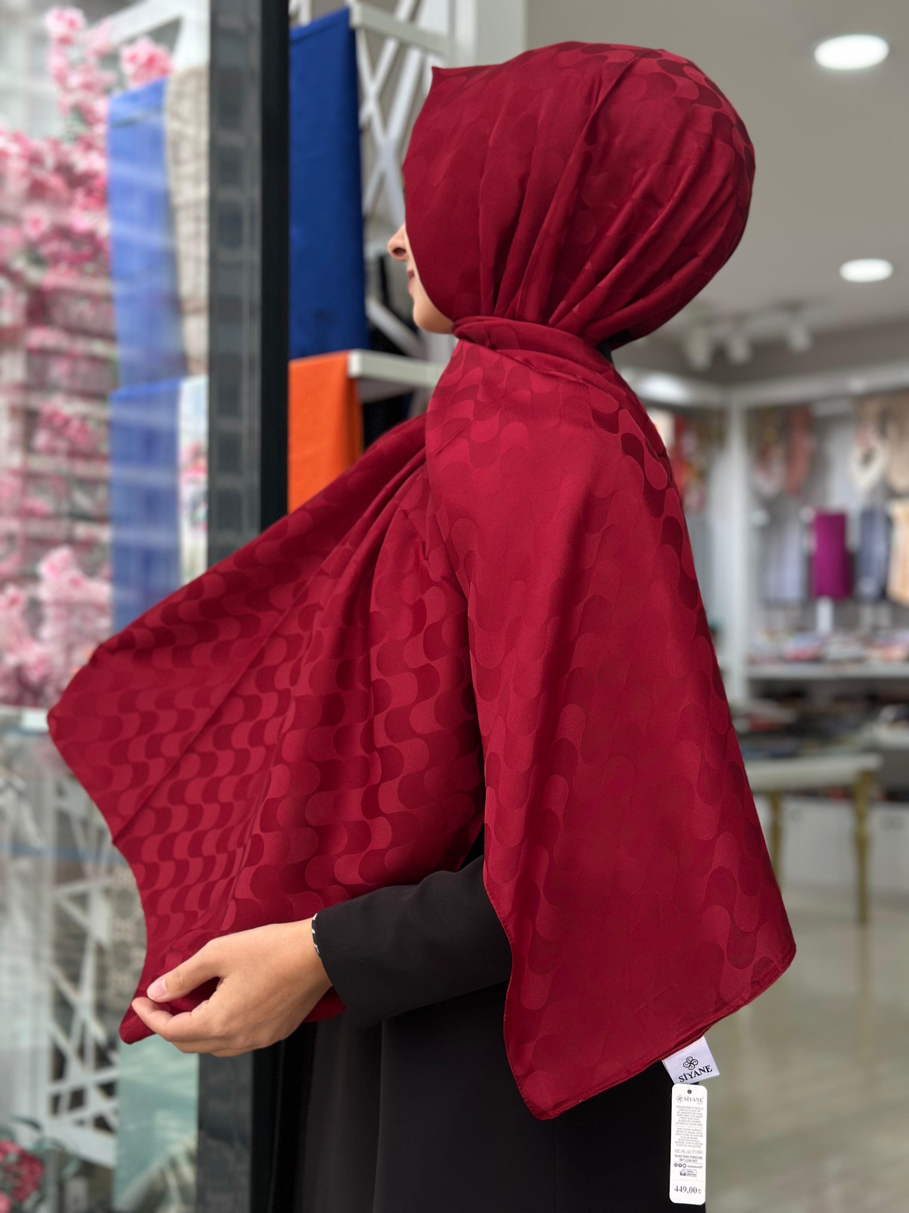 Siyane Bordo Koleksiyonu Jakarlı Şal Su Dalgası