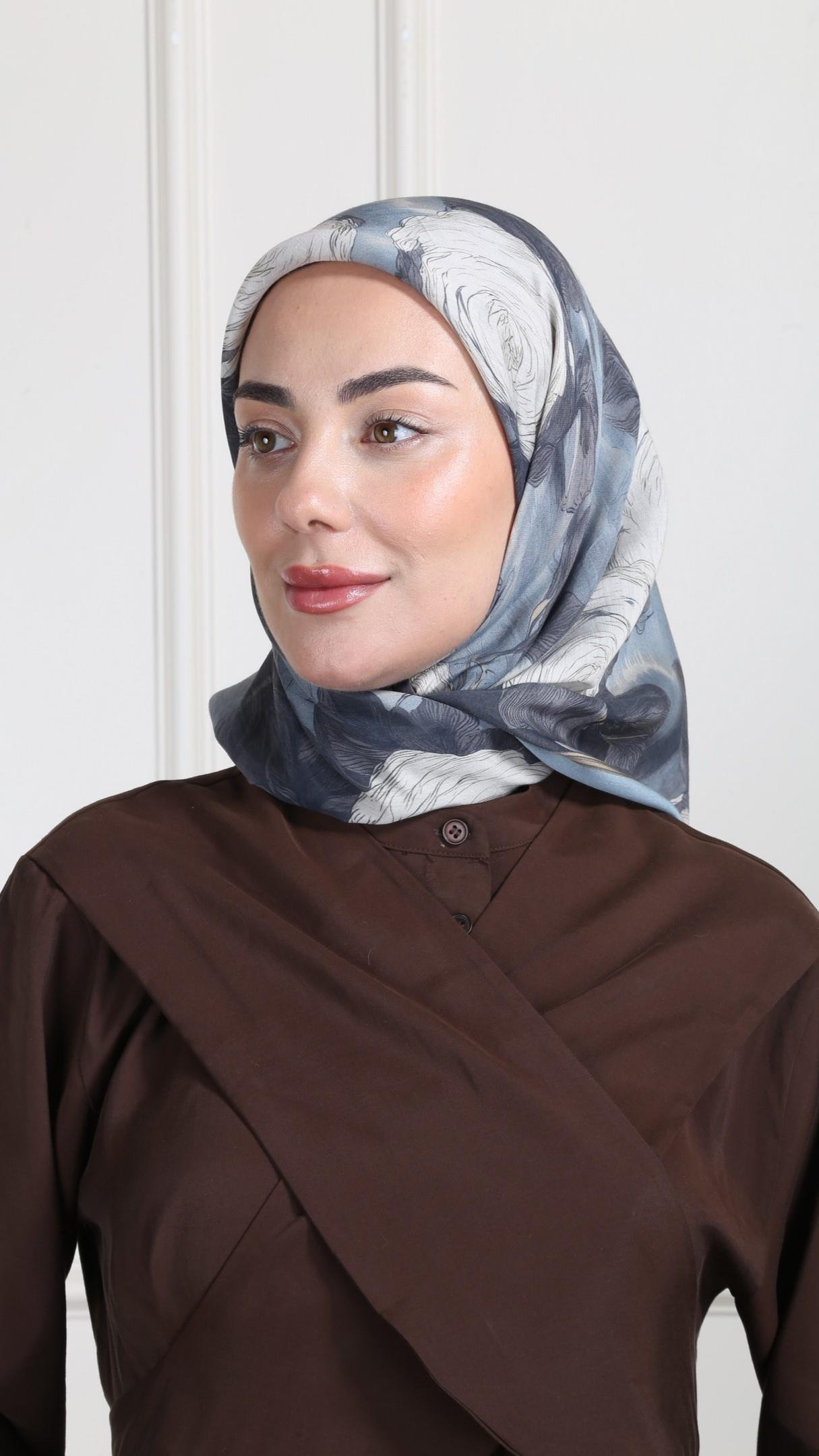 Locella Modal İpek Eşarp Mavi-2