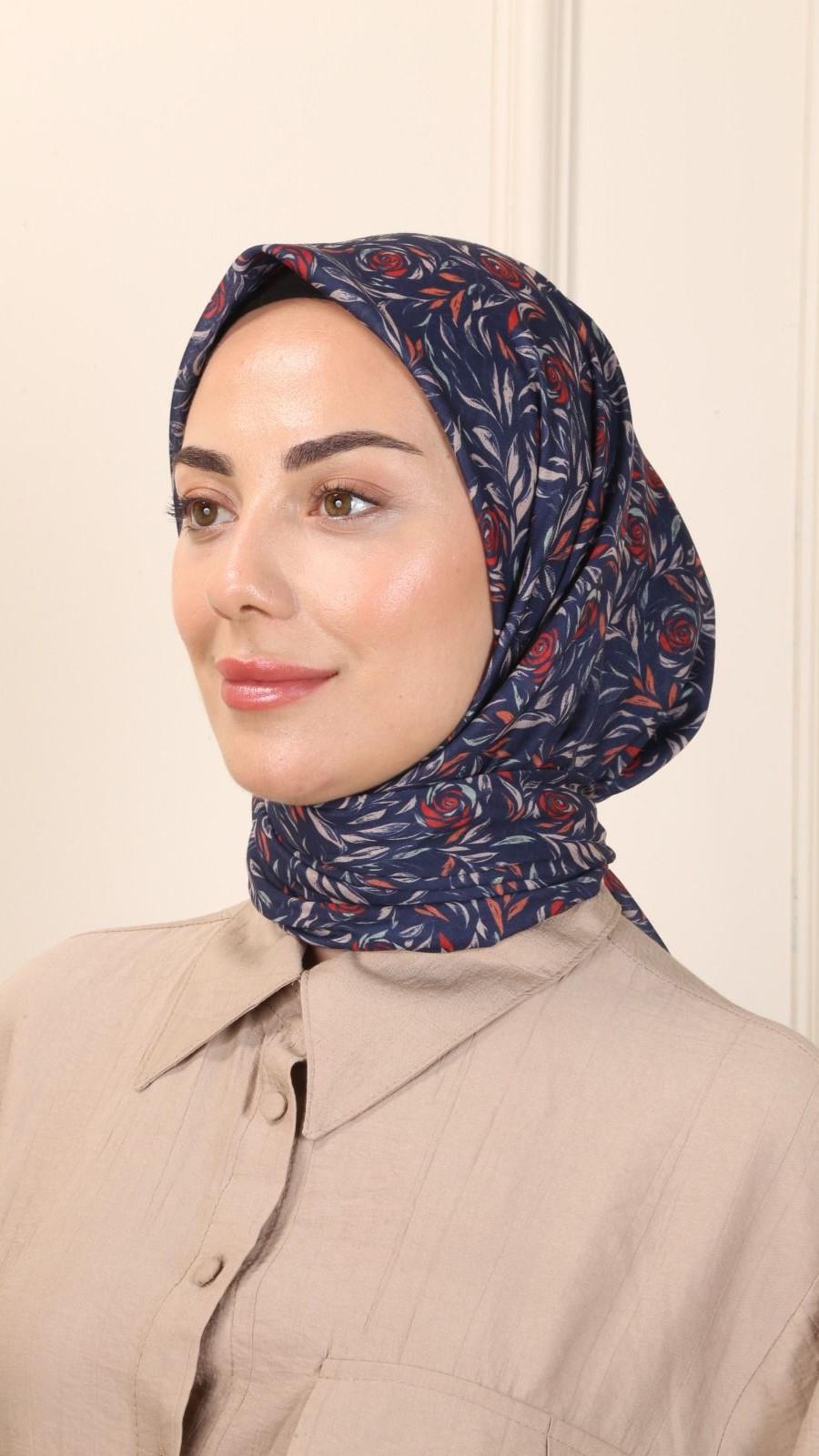Locella Pamuk Vual Eşarp Lacivert-12