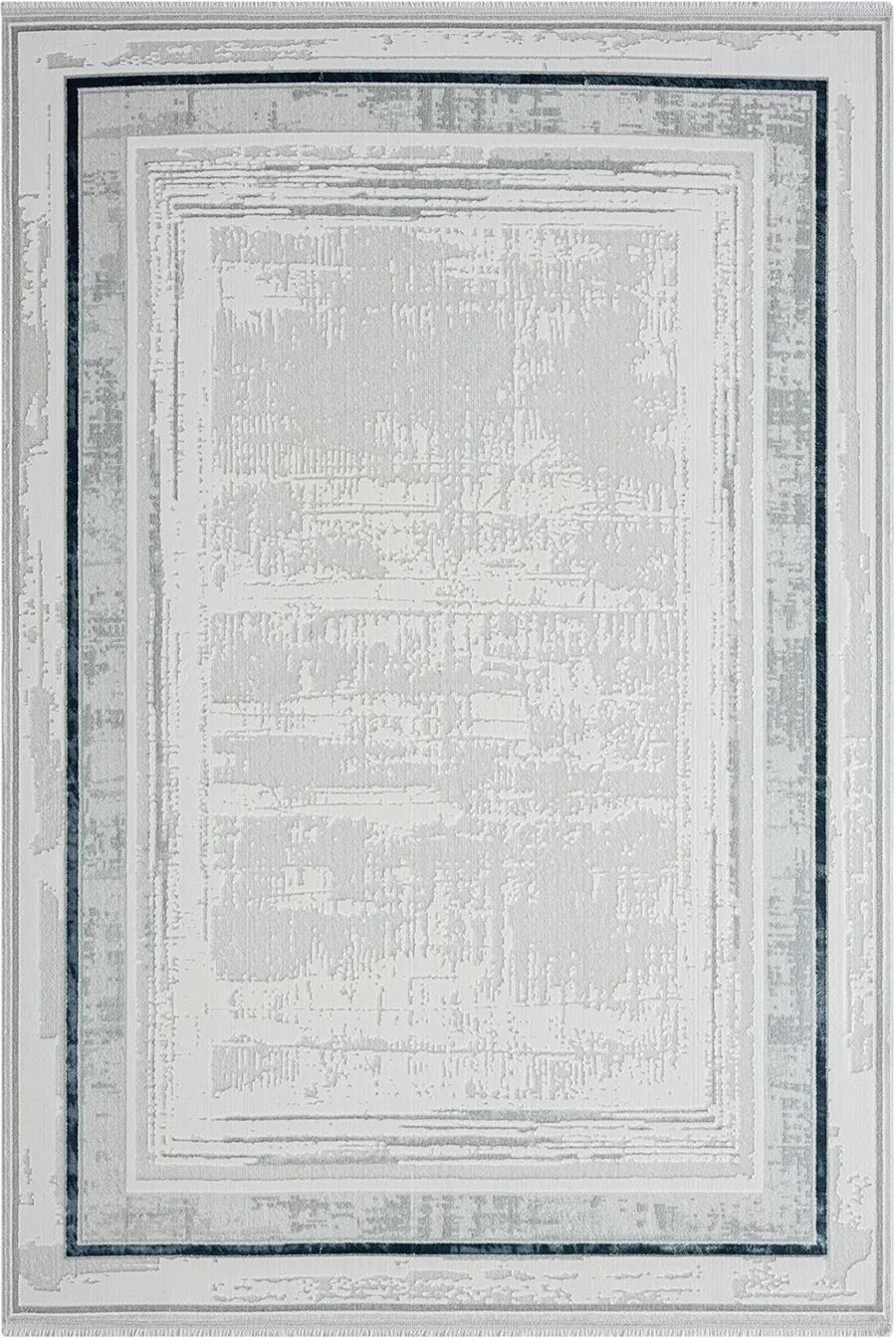 Karmen Halı Zenith Antrasit Lacivert Çerçeveli Yumuşak Pamuk Taban