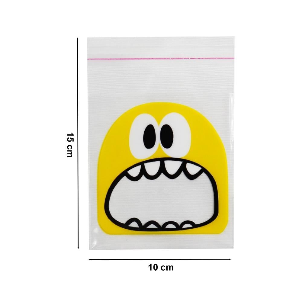 10x15 Sarı Renkli Canavar Baskılı Şeffaf Poşet (50li Paket)