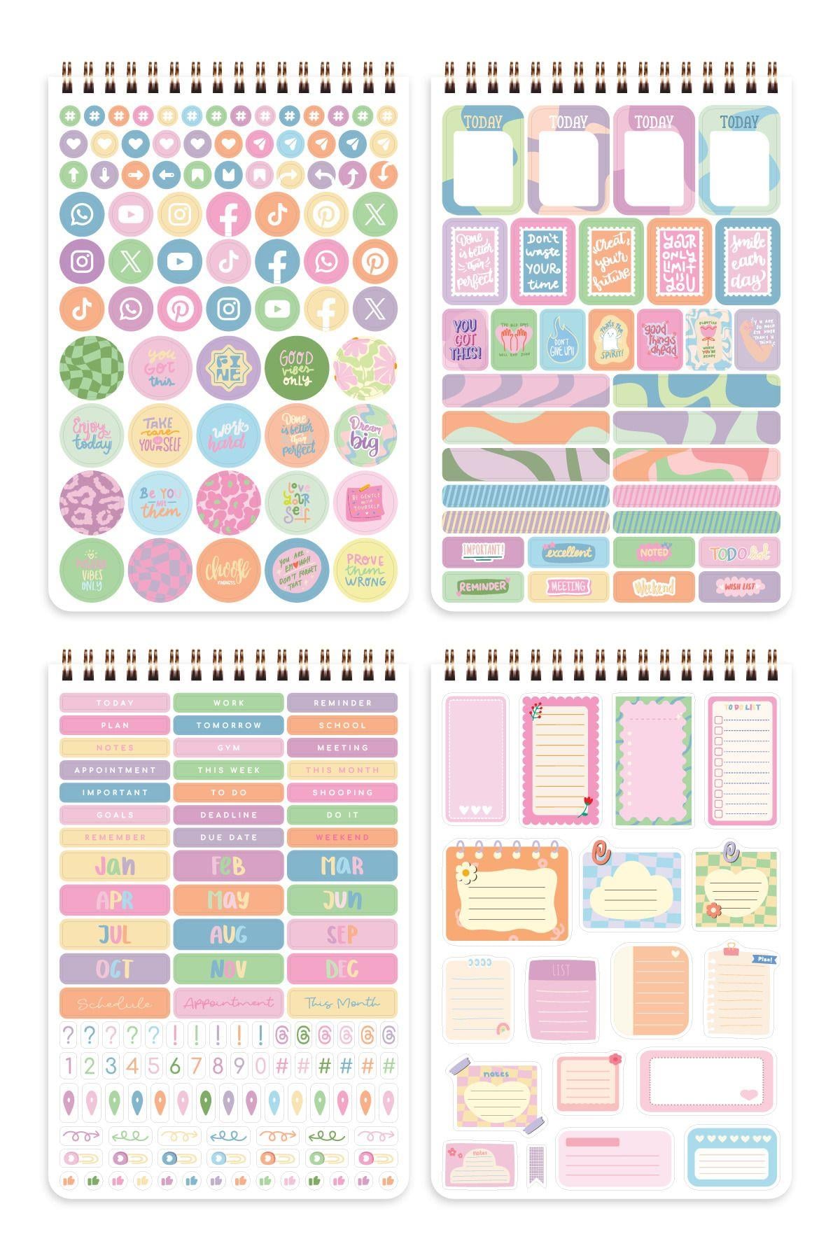A5 Sticker Book 1183 Adet 18 Yaprak Renkli Etiket Defteri - Paperora