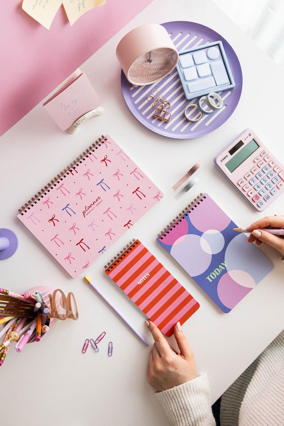 coerulea　3セットおまとめ Haftalık ve Günlük 3'lü Masaüstü Süresiz Planlayıcı Set - Kurdele
