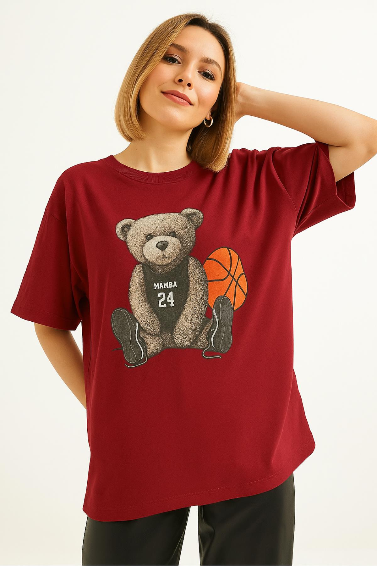 Basketbolcu Ayı Baskılı Tshirt