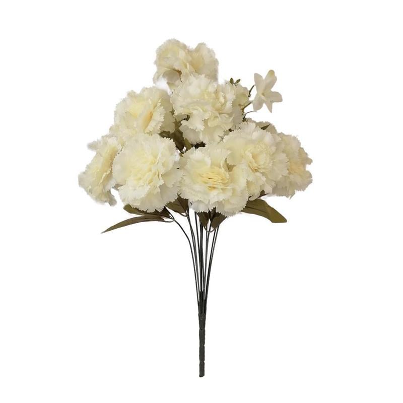 Yapay Çiçek Karanfil Demeti Beyaz 9 Kafalı Büyük Demet 45cm