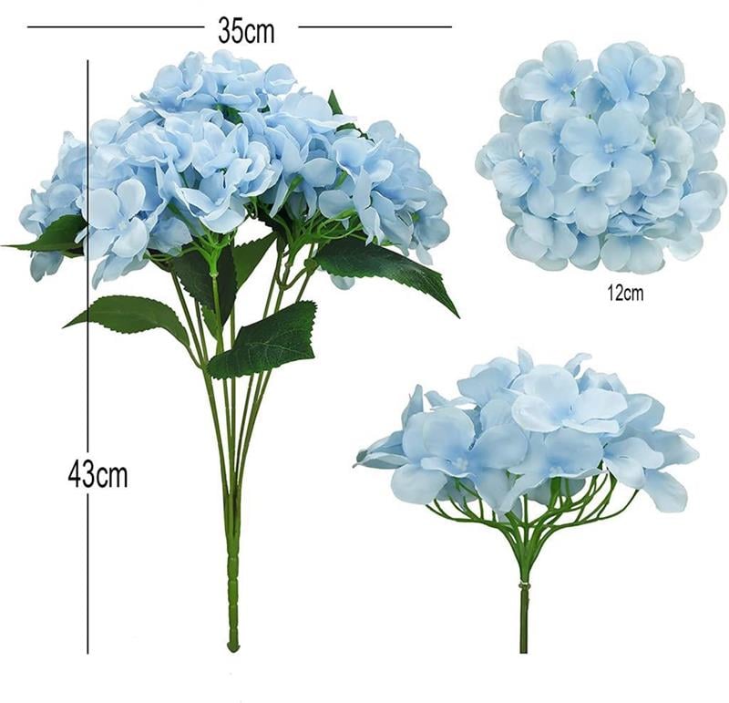 Yapay Çiçek Ortanca Çiçeği Demeti 43 cm Mavi Açık